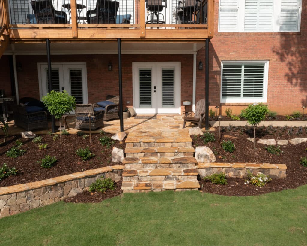 backyard remodeling with flagstones